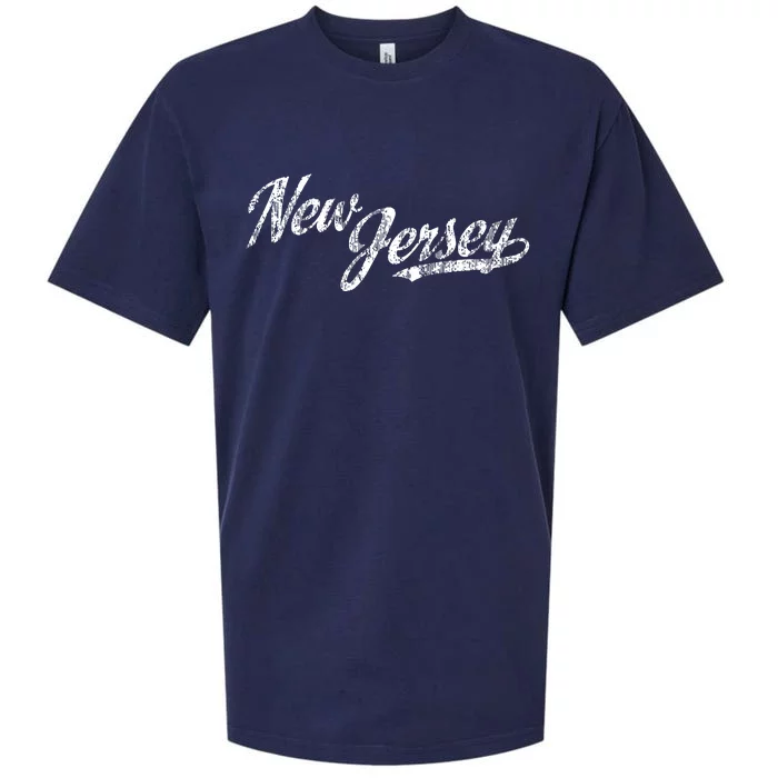 New Jersey Nj Vintage Sports Script Retro Sueded Cloud Jersey T-Shirt