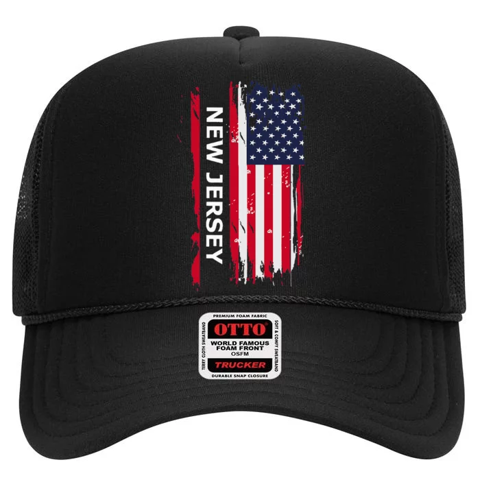 New Jersey Nj State High Crown Mesh Trucker Hat