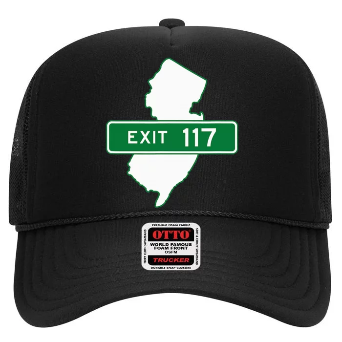 New Jersey Nj Gsp Garden State Parkway Exit Sign 117 High Crown Mesh Trucker Hat