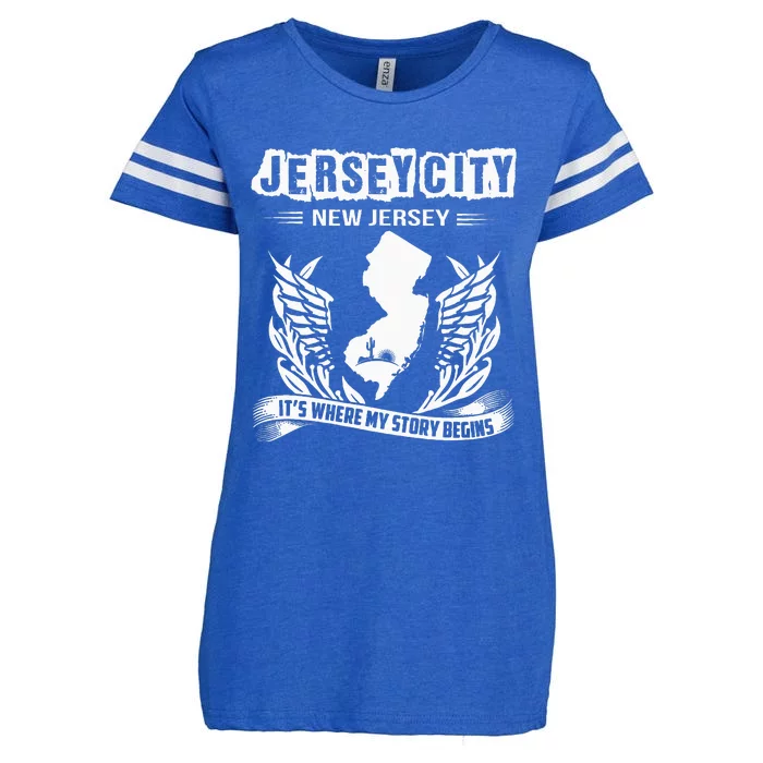 New Jersey Nj State Classic City Where My Story Begins Enza Ladies Jersey Football T-Shirt