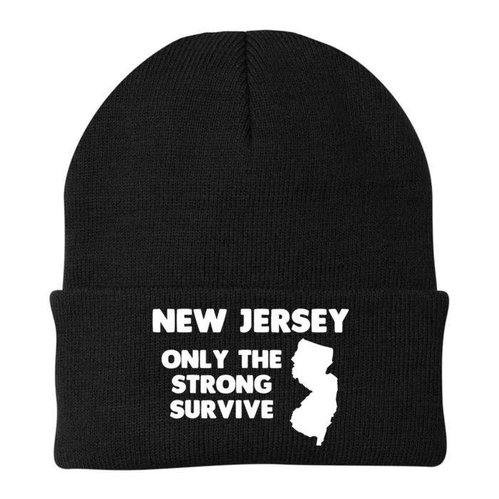 New Jersey Only The Strong Survive Funny New Jersey Knit Cap Winter Beanie