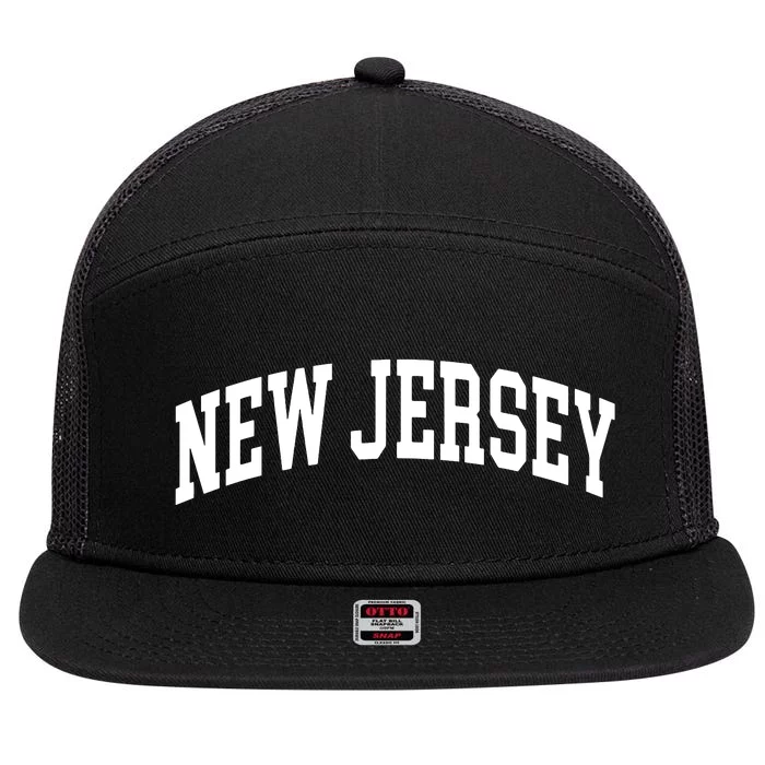 New Jersey Throwback Design Print Classic 7 Panel Mesh Trucker Snapback Hat