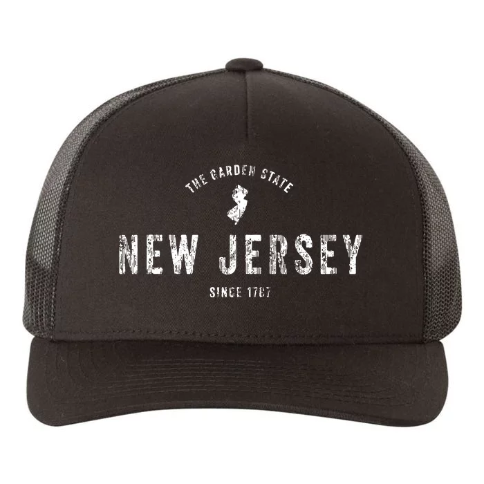 New Jersey T Vintage Sports Design Retro Nj Yupoong Adult 5-Panel Trucker Hat