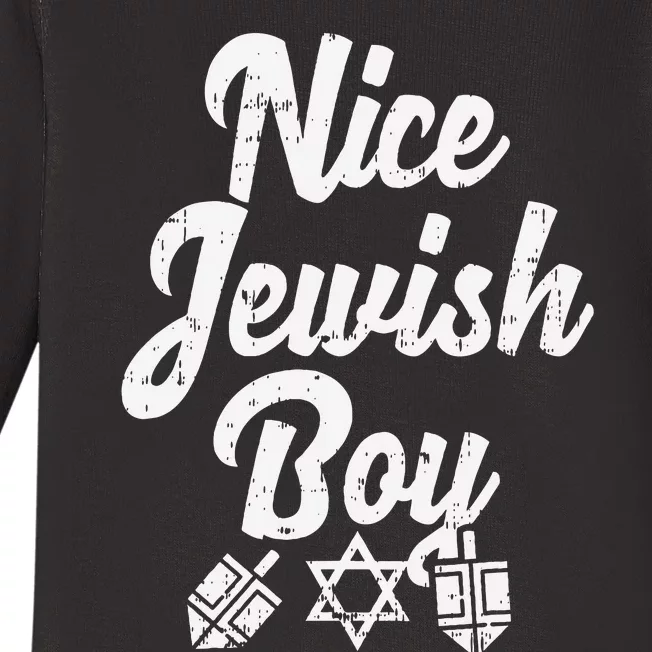 Nice Jewish Ugly Hanukkah Sweater Chanukah Jew Gift Baby Long Sleeve Bodysuit