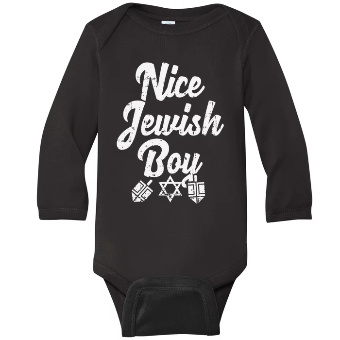 Nice Jewish Ugly Hanukkah Sweater Chanukah Jew Gift Baby Long Sleeve Bodysuit