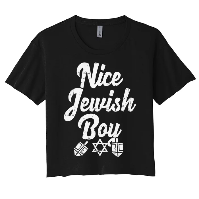 Nice Jewish Ugly Hanukkah Sweater Chanukah Jew Gift Women's Crop Top Tee