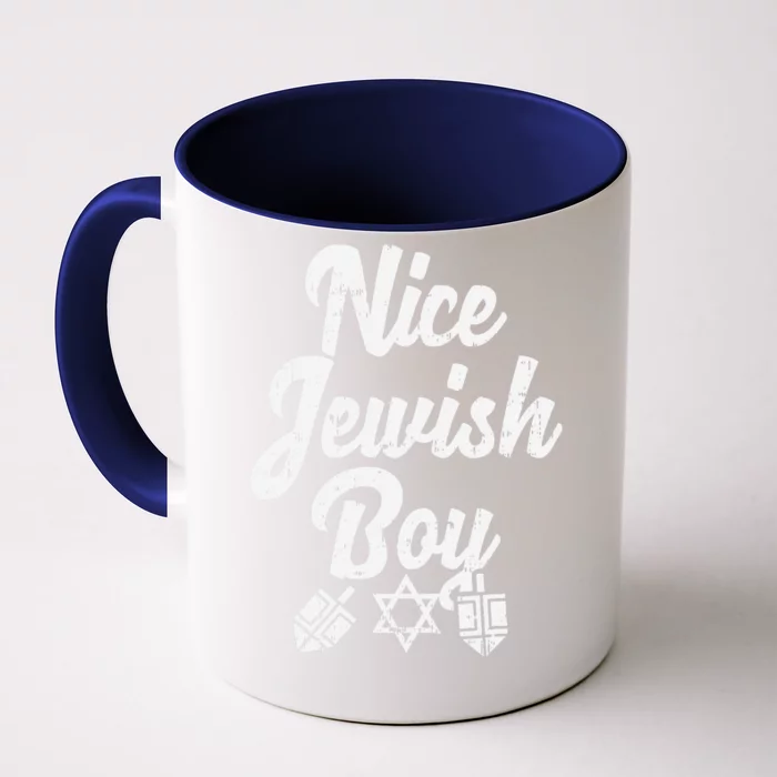 Nice Jewish Ugly Hanukkah Sweater Chanukah Jew Gift Front & Back Coffee Mug