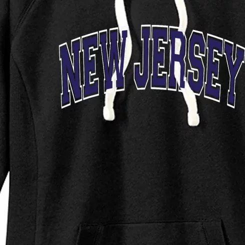 New Jersey Varsity Style Blue Text With White Outline Women's Fleece Hoodie