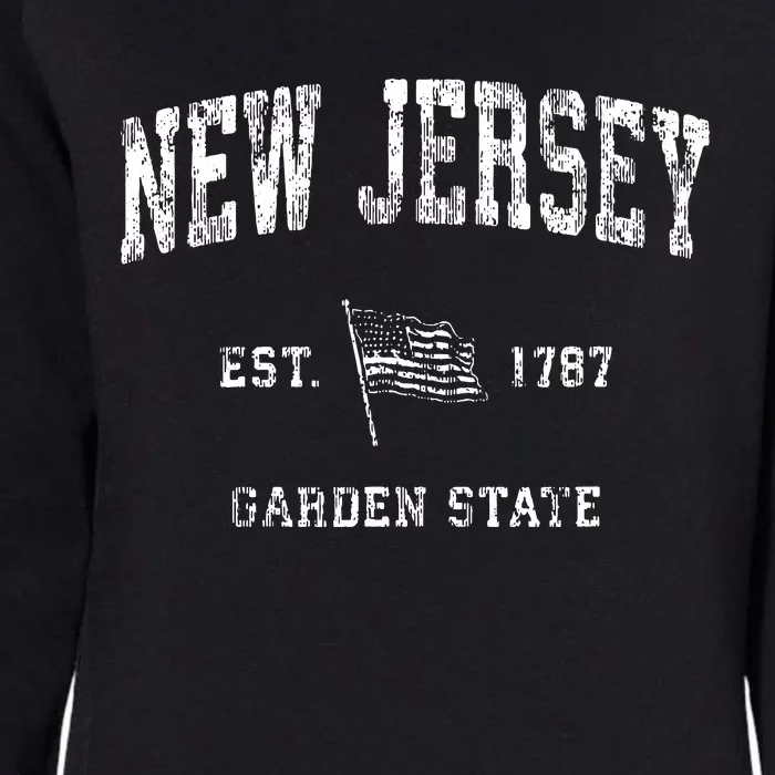 New Jersey Vintage Us Flag Sports Design Womens California Wash Sweatshirt