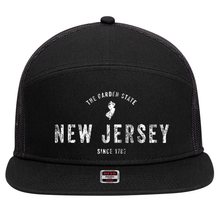 New Jersey Vintage Sports Design Retro Nj 7 Panel Mesh Trucker Snapback Hat