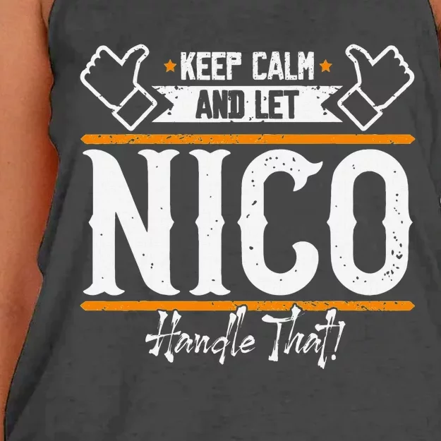 Nico Keep Calm And Let Nico Handle That Women's Knotted Racerback Tank