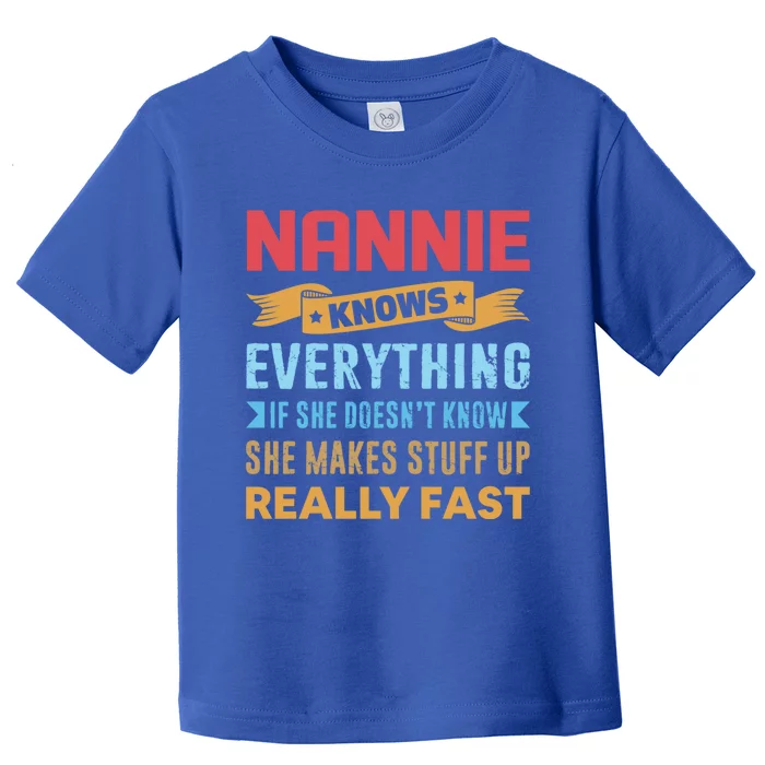 Nannie Knows Everything Mom Grandma Grand Mothers Day Gift Toddler T-Shirt