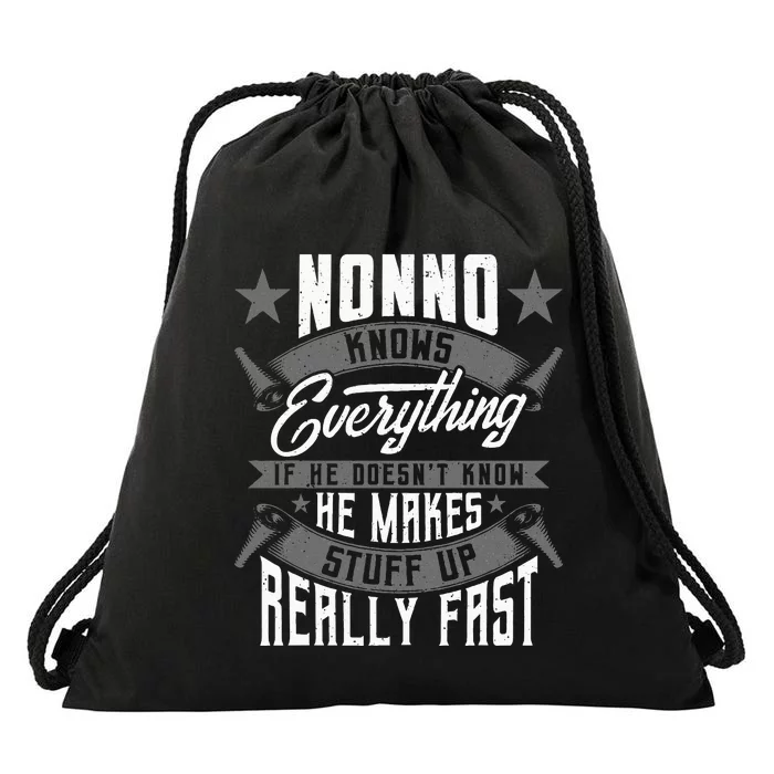 Nonno Knows Everything Funny Nonno Fathers Day Gifts Drawstring Bag