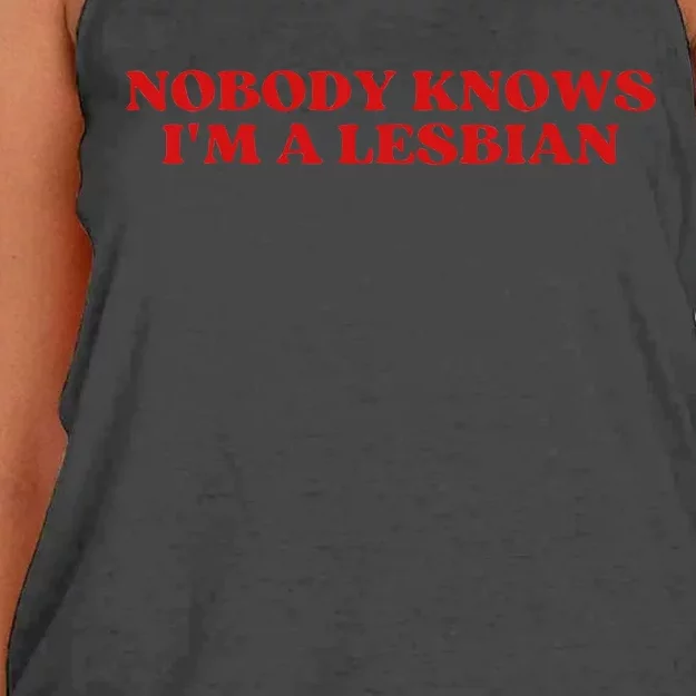 Nobody Knows Im A Lesbian Aesthetic Women's Knotted Racerback Tank