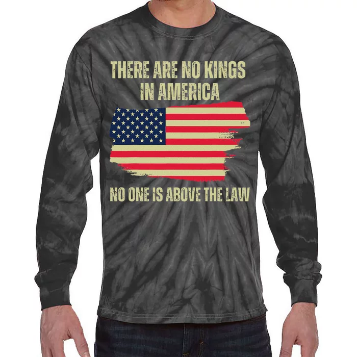 No Kings In America Trump 2024 Flag Design Tie-Dye Long Sleeve Shirt