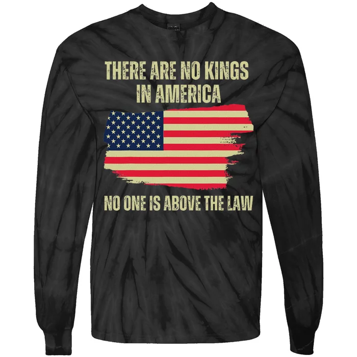 No Kings In America Trump 2024 Flag Design Tie-Dye Long Sleeve Shirt