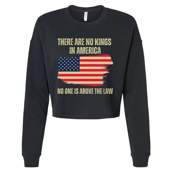 No Kings In America Trump 2024 Flag Design Cropped Pullover Crew