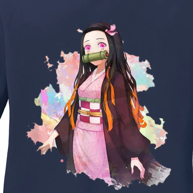 Nezuko Kamado Kimetsu No Yaiba Anime Ladies Long Sleeve Shirt