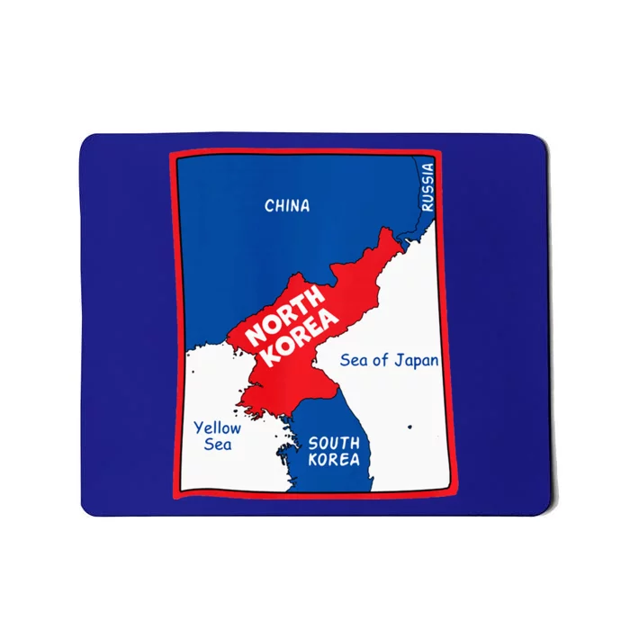 North Korea Map In Flag Colors. Surrounding Countries & Seas Mousepad