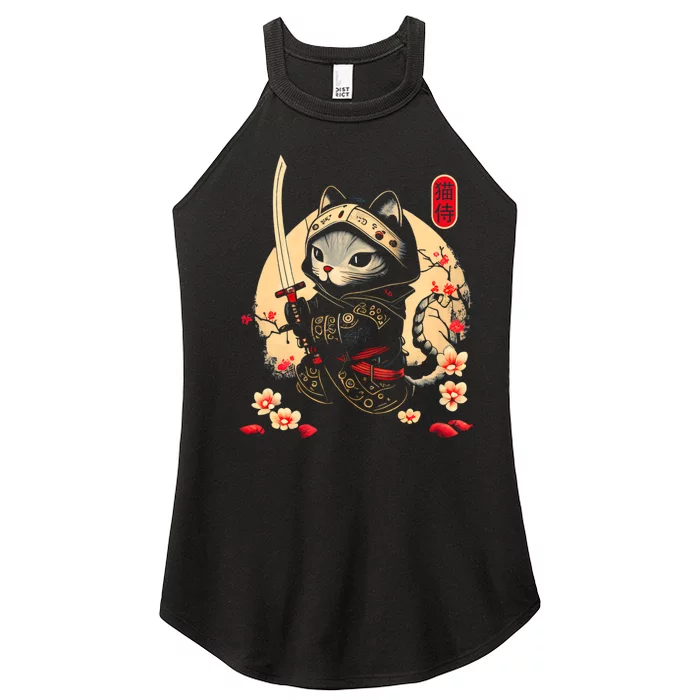 Ninja Kitten Warriors Japanese Samurai Cat Tattoo Kawaii Ninja Cat Women’s Perfect Tri Rocker Tank