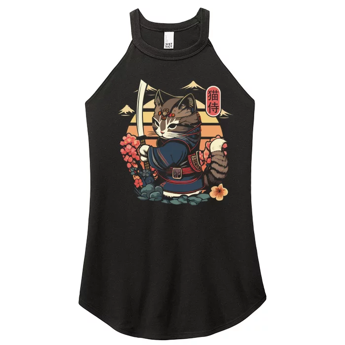 Ninja Kitten Warriors Japanese Samurai Cat Tattoo Kawaii Ninja Cat Women’s Perfect Tri Rocker Tank