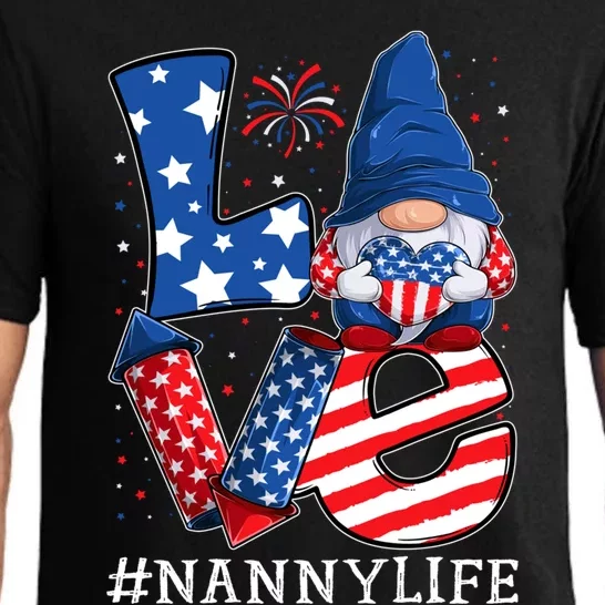 Nanny Love 4th Of July Gnome Usa Patriotic Meaningful Gift Pajama Set