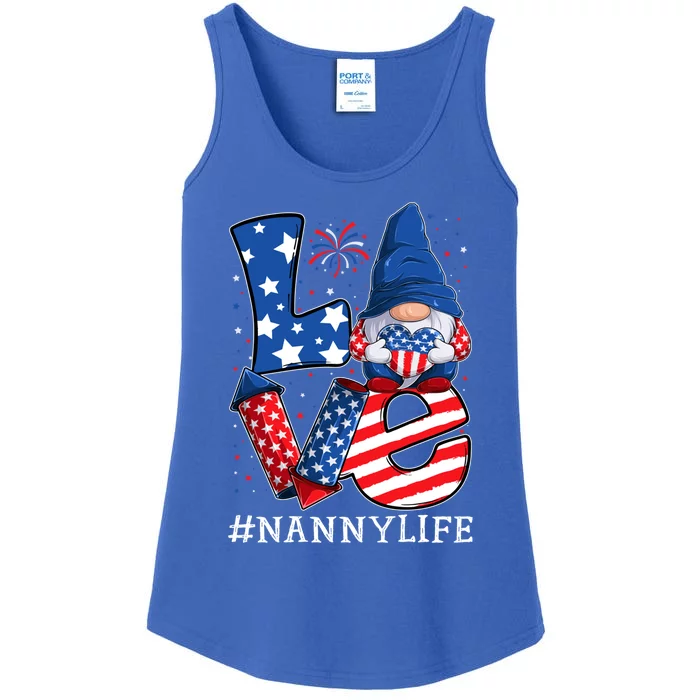 Nanny Love 4th Of July Gnome Usa Patriotic Meaningful Gift Ladies Essential Tank