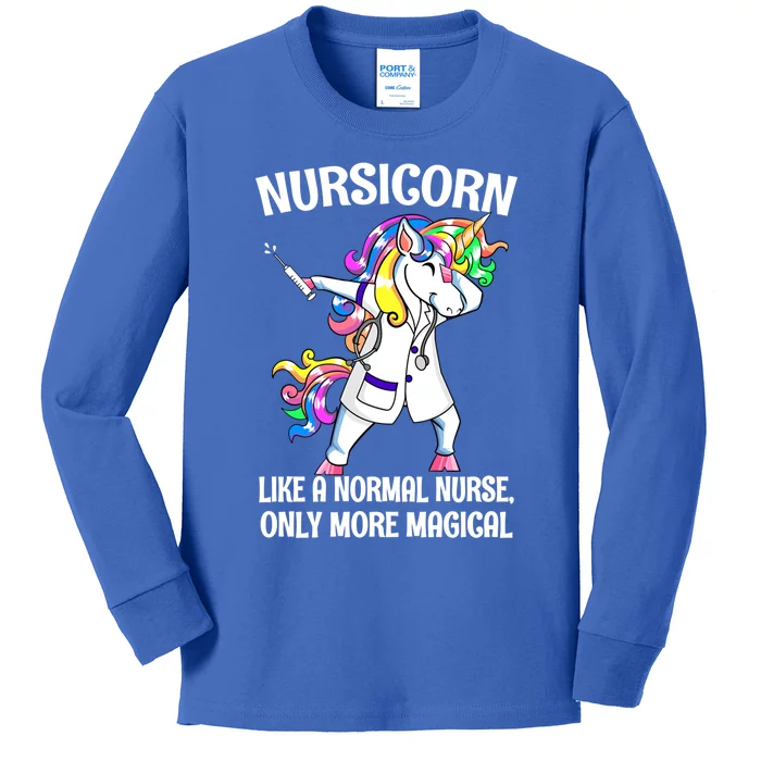 Nursicorn Like A Nurse Only Magical Dabbing Unicorn Gift Cool Gift Kids Long Sleeve Shirt