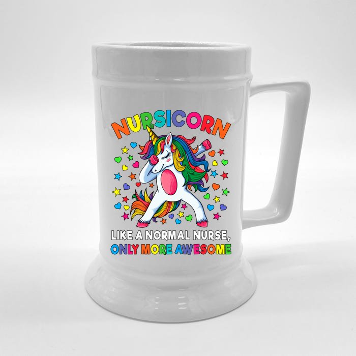 Nursicorn Like A Nurse Only Awesome Dabbing Unicorn Gift Front & Back Beer Stein