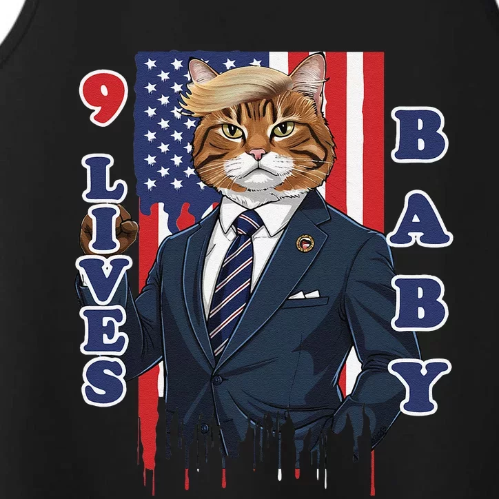 Nine Lives Baby Cat In Suite With Trump Hair Performance Tank