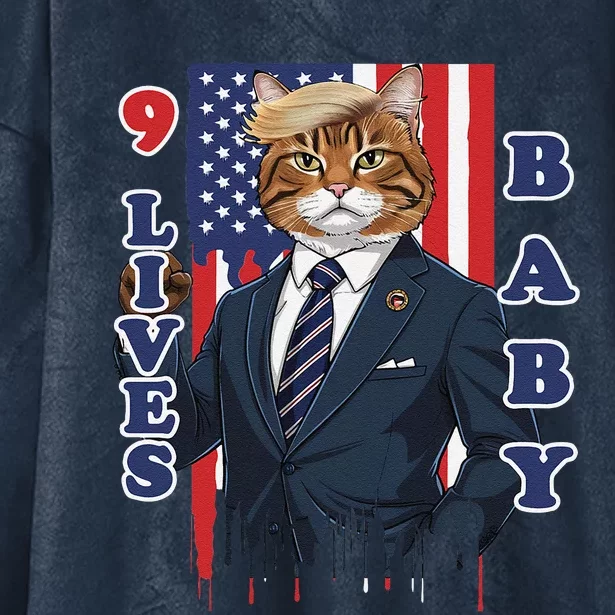 Nine Lives Baby Cat In Suite With Trump Hair Hooded Wearable Blanket