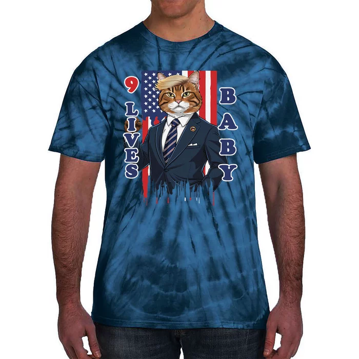 Nine Lives Baby Cat In Suite With Trump Hair Tie-Dye T-Shirt