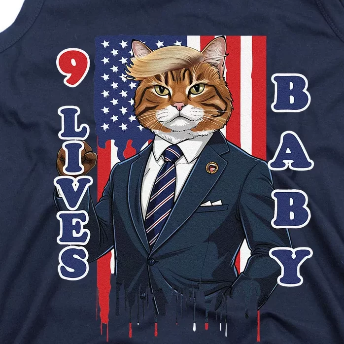 Nine Lives Baby Cat In Suite With Trump Hair Tank Top