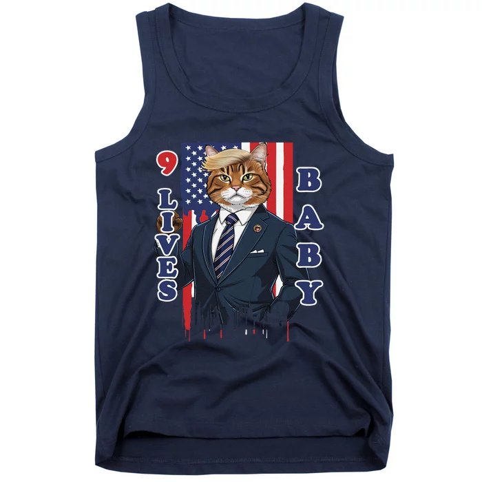 Nine Lives Baby Cat In Suite With Trump Hair Tank Top