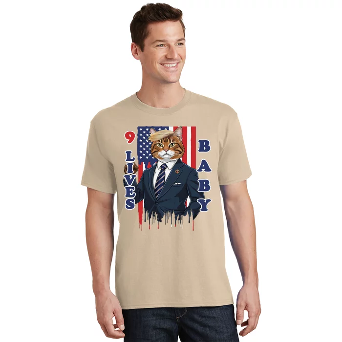 Nine Lives Baby Cat In Suite With Trump Hair T-Shirt