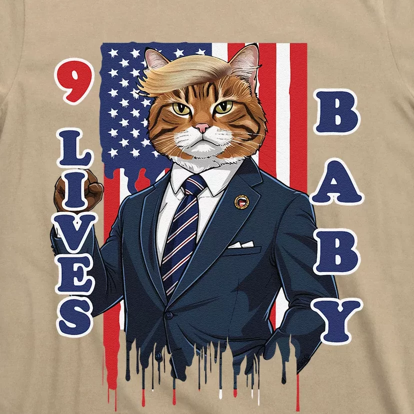 Nine Lives Baby Cat In Suite With Trump Hair T-Shirt