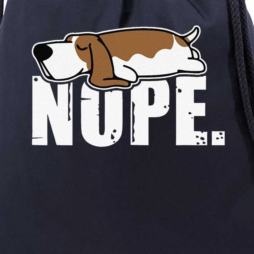 Nope Lazy Basset Hound Dog Sleeping Funny Dog Lovers Drawstring Bag