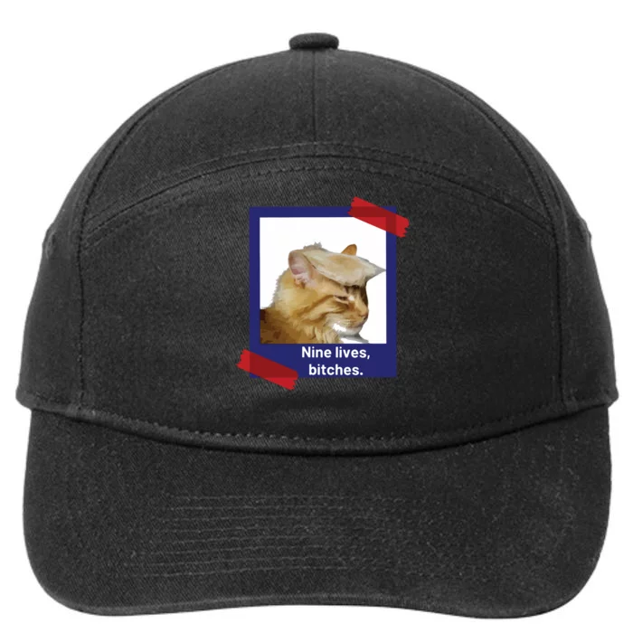 Nine Lives Bitches Funny Trump Cat 7-Panel Snapback Hat