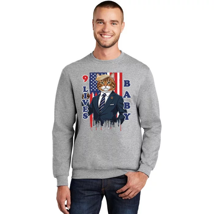 Nine Lives Baby Cat In Suite With Trump Hair Tall Sweatshirt