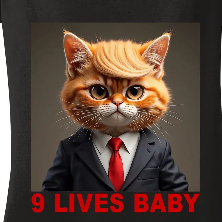 Nine Lives Baby Cat In Suite With Trump Hair Funny Women's V-Neck T-Shirt