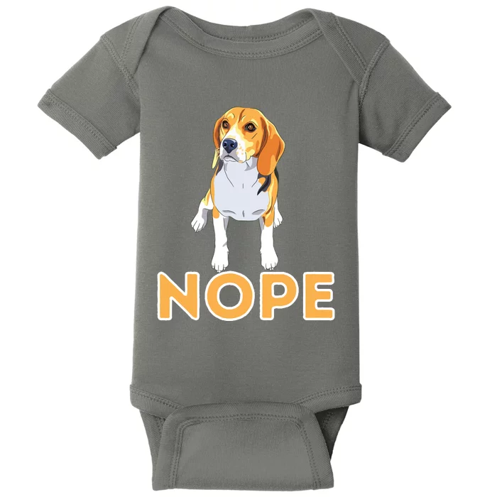 Nope Lazy Beagle Funny Beagle Dog Lover Pet Owner Baby Bodysuit