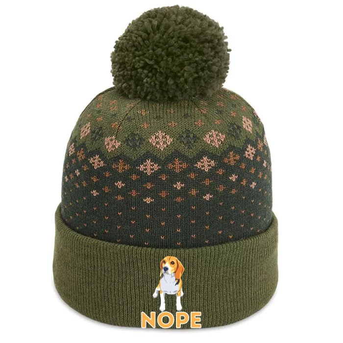 Nope Lazy Beagle Funny Beagle Dog Lover Pet Owner The Baniff Cuffed Pom Beanie