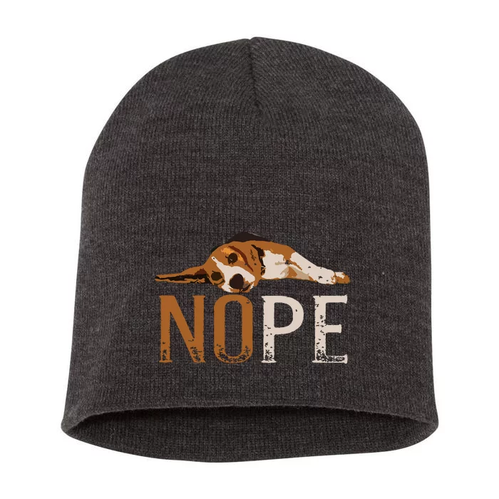 Nope Lazy Beagle Funny Dog Lover Vintage Cute Beagle Mom Short Acrylic Beanie