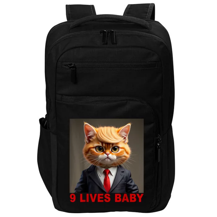 Nine Lives Baby Cat In Suite With Trump Hair Funny Impact Tech Backpack