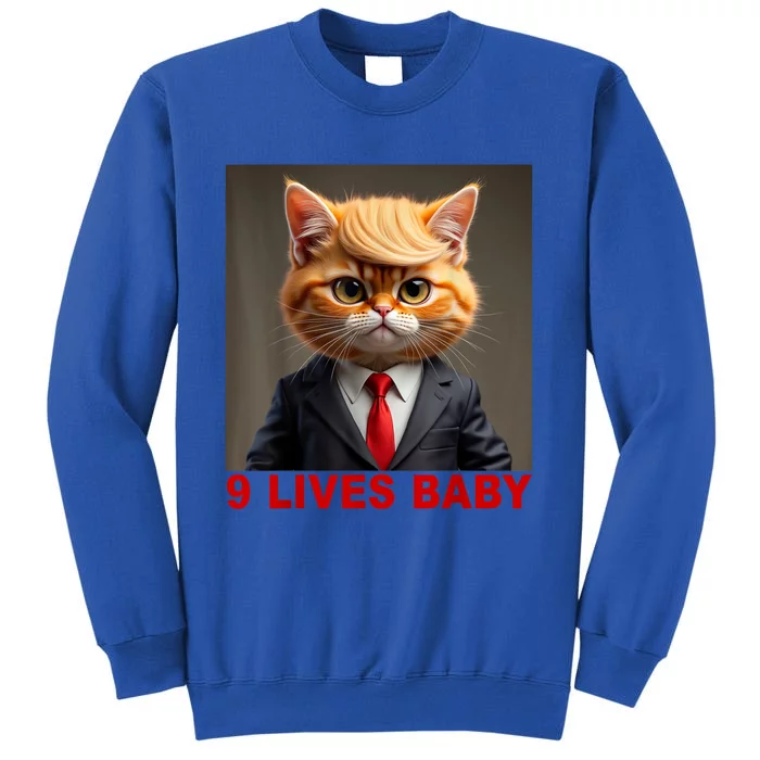 Nine Lives Baby Cat In Suite With Trump Hair Funny Tall Sweatshirt