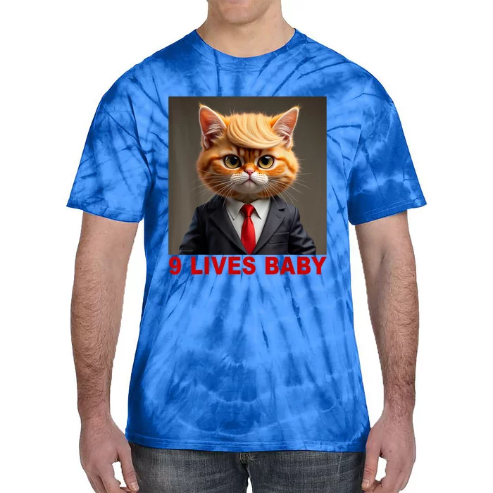 Nine Lives Baby Cat In Suite With Trump Hair Funny Tie-Dye T-Shirt