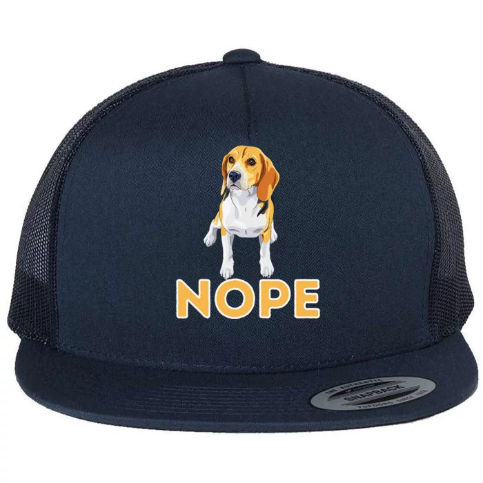 Nope Lazy Beagle Funny Beagle Dog Lover Pet Owner Flat Bill Trucker Hat