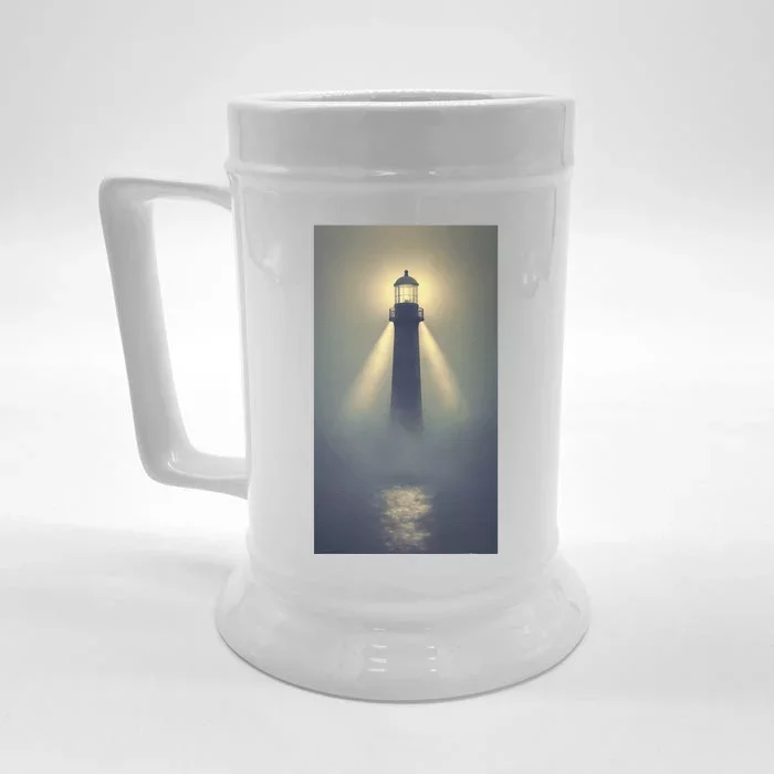 Nautical Lighthouse Beam Ocean Maritime Fog Front & Back Beer Stein