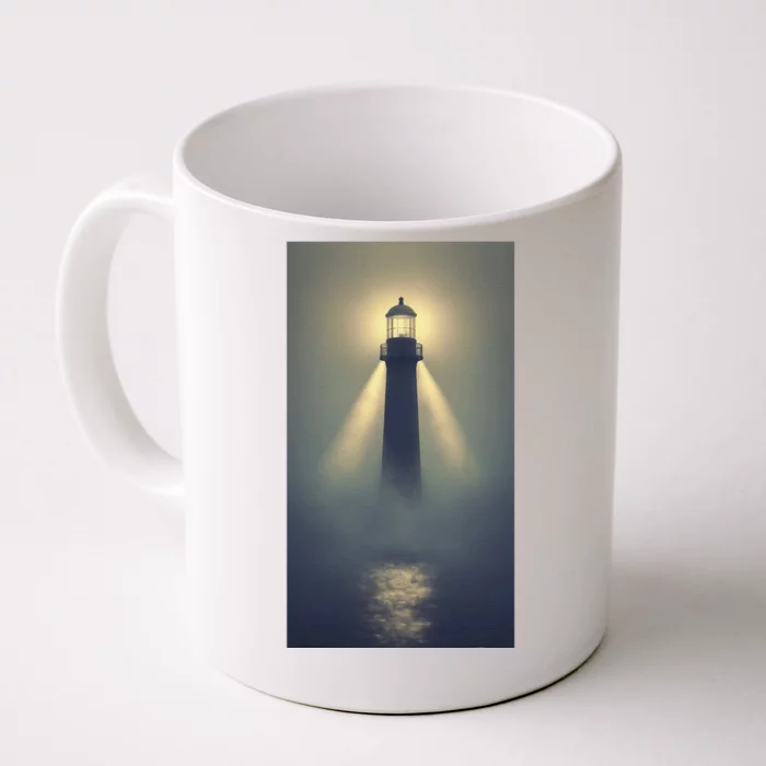 Nautical Lighthouse Beam Ocean Maritime Fog Front & Back Coffee Mug