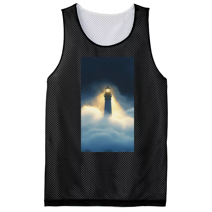 Nautical Lighthouse Beam Ocean Maritime Fog Mesh Reversible Basketball Jersey Tank